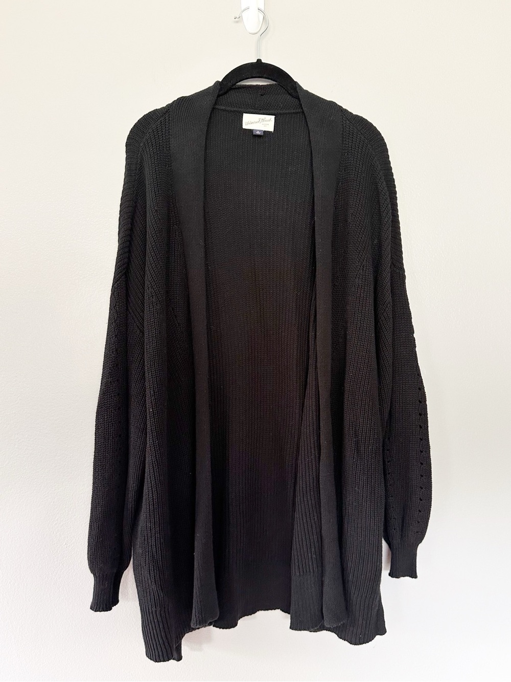 Universal Thread Black Textured Knit Open-Front Cardigan XL